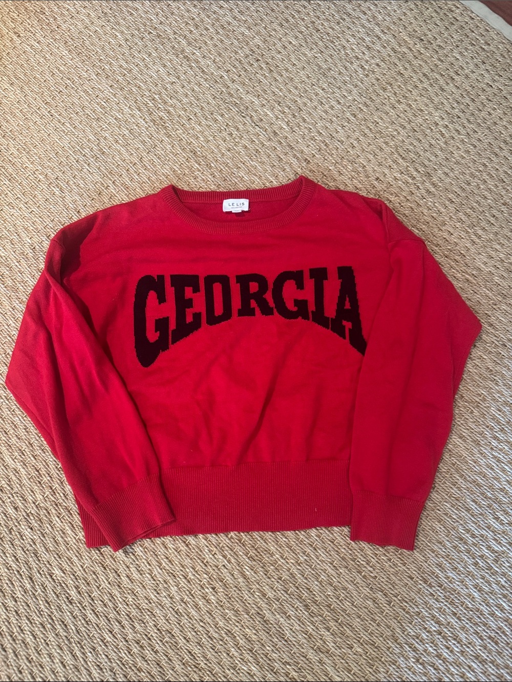 Le Lis Bright Red 'Georgia' Crewneck Sweater XS NWOT